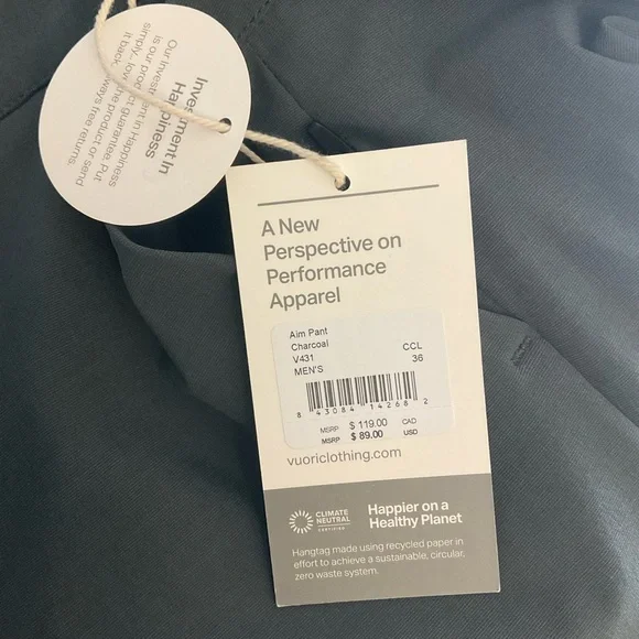 Vuori Men's Aim Pants Sz 36 new with tags - Picture 4 of 16